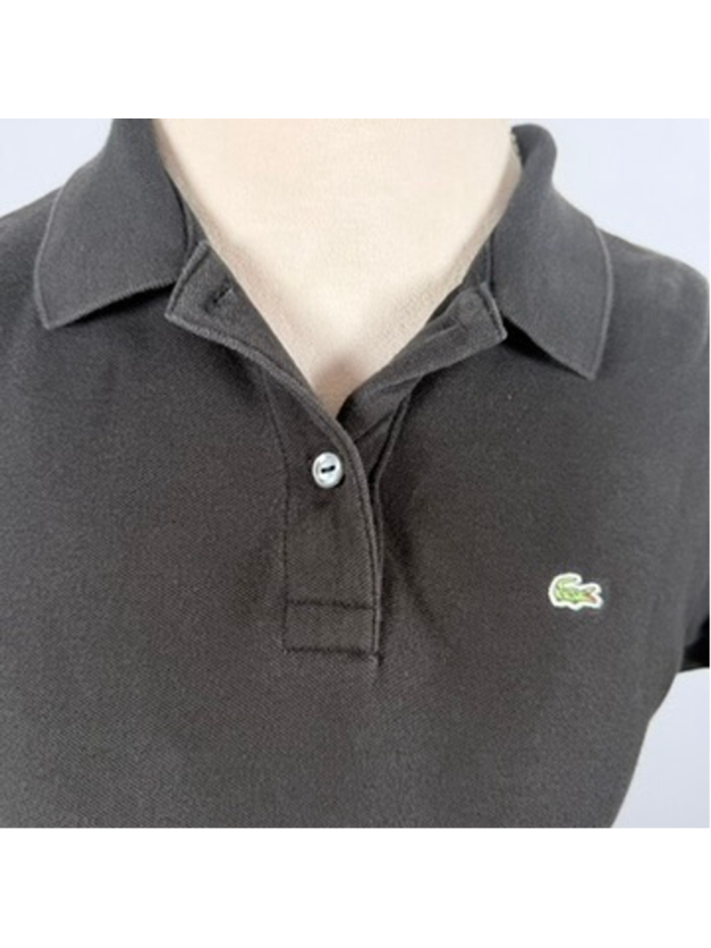 Lacoste Womens Slim Fit Black Pique Polo Top Preppy Crocodile Logo Size 44 US 12 - Picture 2 of 10